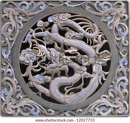ancient design of chinese dragon on windows