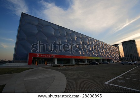 BEIJING, CHINA, November 15: Detail of the Water Cube Stadium built with new material ETFE, symbol of modern China design, on the evening of November 15, 2008.
