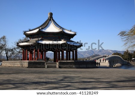pavilion on bridge in Summer Palace,Beijing,China
