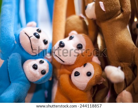 hanging toys in the shop. image contain selective focus point