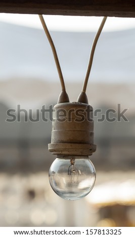 A hanging bulb.