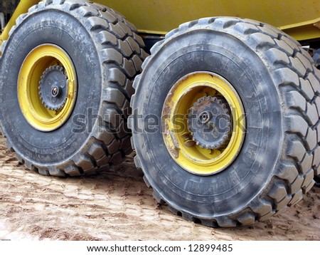 big wheels and tires on earth moving equipment