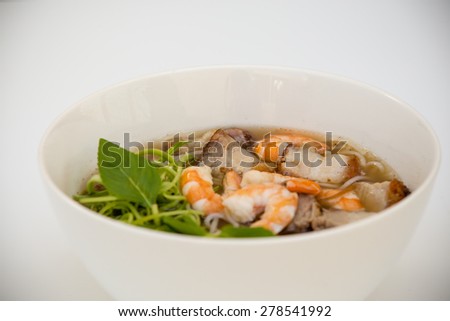 Vietnamese Cuisine - Rice Vermicelli Soup with Fermented Fish, Prawns, and Pork (Bun Mam)