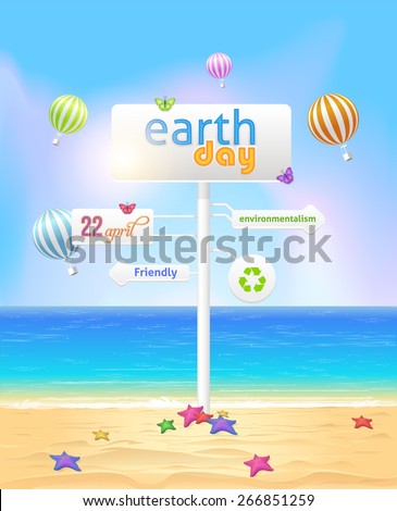 Earth Day Vector Design, Ocean Landscape