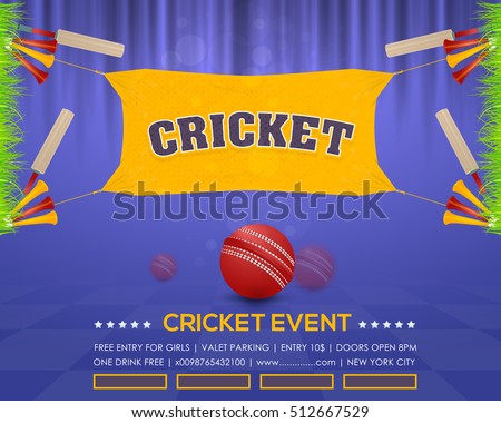 Cricket Event Poster Background Vector Spotlights Banner Info Postcard Design And Typographic Sports Ad Cricket Event Poster Background Vector Spotlights Banner Info Postcard Design And Typographic Sports Ad