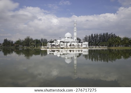 The Tengku Tengah Zaharah Mosque or the Floating Mosque is the first real floating mosque in Malaysia. It is situated in Kuala Ibai Lagoon near the estuary of Kuala Ibai River.
