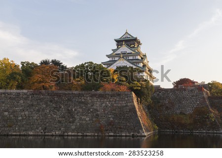 This photo was shot from Osaka Castle, Japan in the evening. The soft sunlight touch the castle is so beautiful.