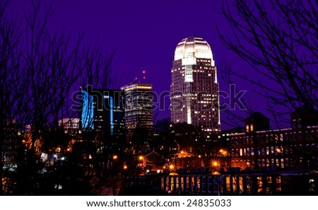 stock photo : Winston-Salem Skyline at night