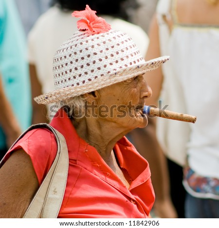 Old wrinkled woman smoking cigar. Santiago-de-Cuba. #2