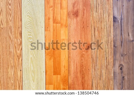 Collection of wooden laminated floor textures, top view
