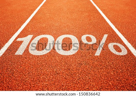 Hundred percent on athletics all weather running track