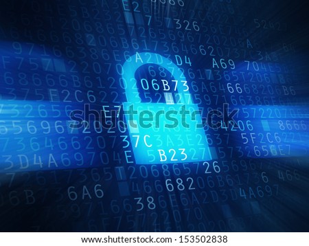 Computer security code abstract image. Password protection conceptual image. Firewall and antivirus software. Heartbleed bug concept,