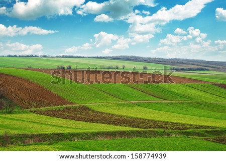 Agricultural field. Arable land in the spring, ready for the sowing season.