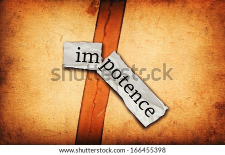 Impotence title on grunge paper texture, erectile dysfunction concept