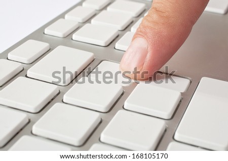 Finger pressing key of modern computer keyboard