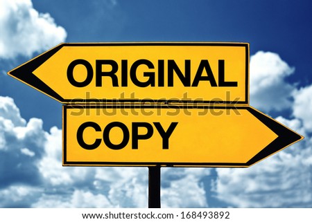 original versus copy title on opposite direction street sign
