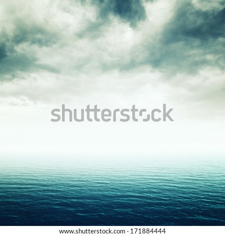 Blue Sea With Heavy Storm Clouds, Conceptual Image Of Uncertain Future