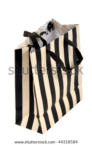 Black  White Striped Dress on Black And White Stripes Paper Bag For Presents Stock Photo 44318584