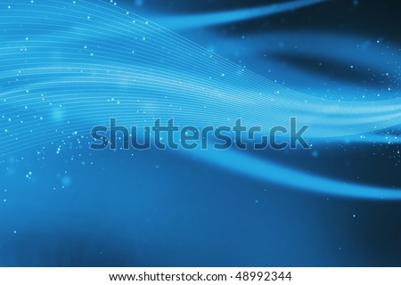 Blue tone abstract waves and particles background