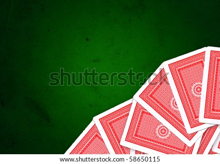 Playing cards over white background
