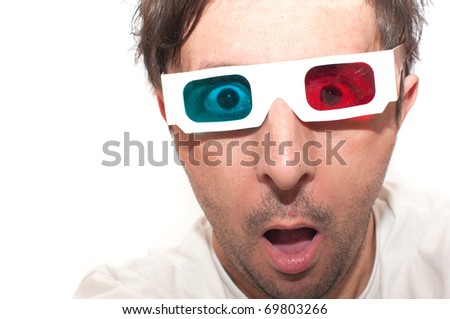 anaglyph 3d glasses. with anaglyph 3D glasses