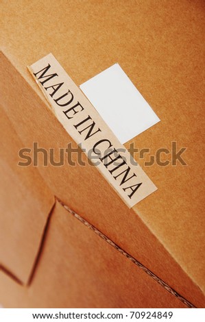 A cardboard with a paper label \