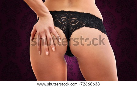 stock photo Closeup of female bottom with black panties