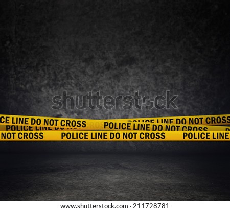 Police Line Do Not Cross Yellow Headband Tape. Murder Scene Police Ribbon.