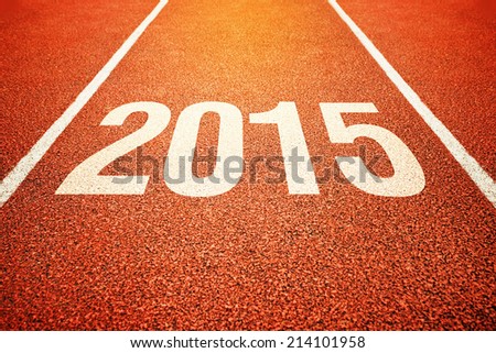 Number 2015 on athletics all weather running track. Happy new 2015 year