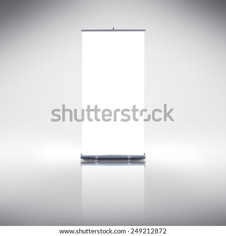 Blank Roll up banner as copy space template for your text or design portfolio. Point of sale marketing graphics element.