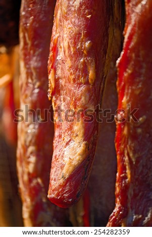 Cured Pork Loin, Smoked and Preserved Pork Meat is Considered a Delicacy Food in Some Cultures, selective focus.