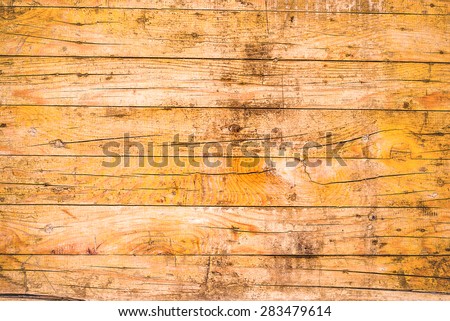 Rustic Yellow Wood Planks as Grunge Scratched Background, Toned Image