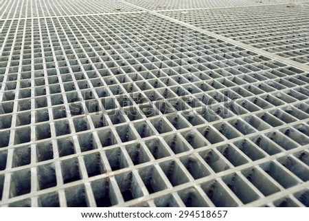 Construction Industry Metal Grid Plates as Modern Constructive Material, Selective Focus