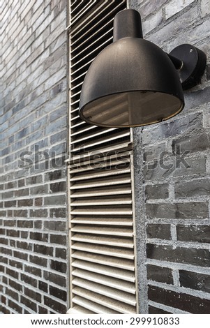 Modern Outdoor Lamp Light Mounted on Brick Wall, Exterior Lighting Equipment