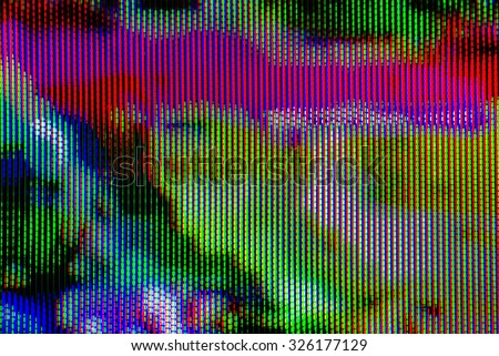 Digital TV broadcast glitch, television screen as technology background