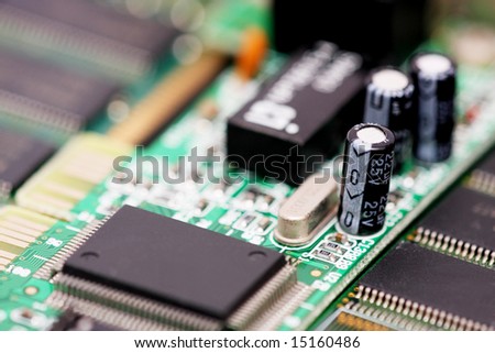 Macro shot of electronic component on network card.