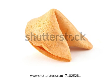 A piece of fortune cookie isolated on white background.