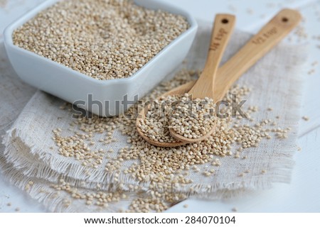 Whole Grain Quinoa on Bamboo Spoons