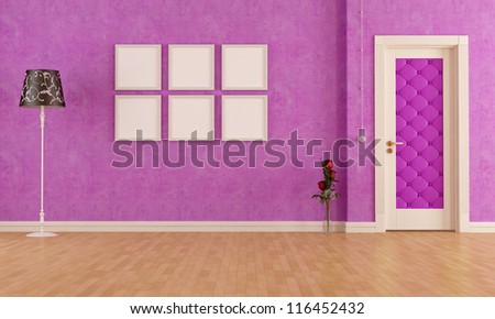 Purple classic interior with elegant door - rendering