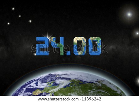 Earth time on globe, digital art-work