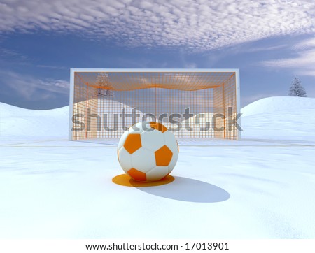 penalty on winter soccer field - digital artwork