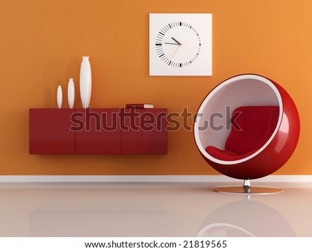 orange room with fashion armchair