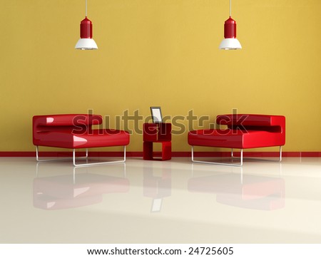 Two modern armchair in a living-room - rendering