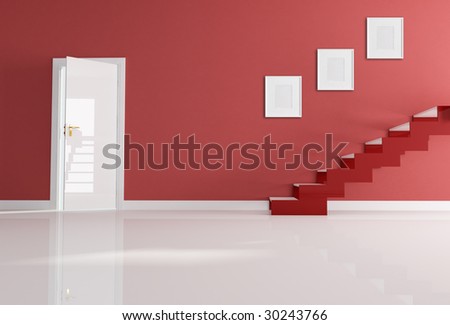 home entrance with modern staircase - rendering