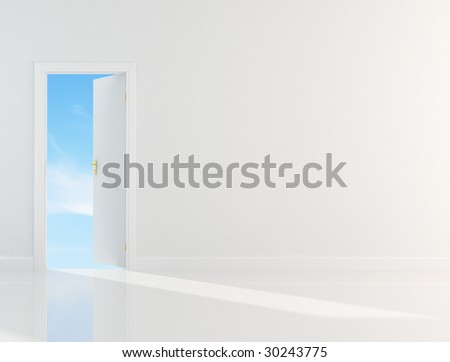 conceptual ,clean sky through the door -rendering
