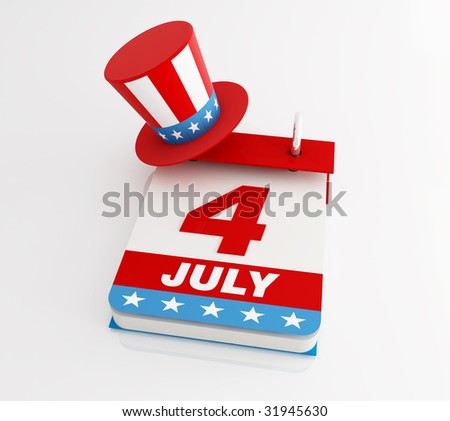 fourth of july calendar with uncle Sam\'s hat - rendering