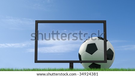 concept of live soccer on full high definition lcd tv -rendering