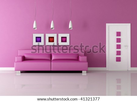 funny pink living room - rendering the images on wall are my rendering composition