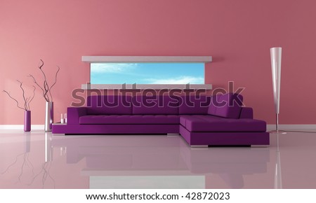 purple with narrow horizontal window-rendering-the image on back ground is a my photo