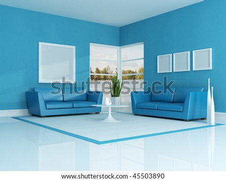 contemporary interior with purple classic sofa - rendering. the image on background is a my photo